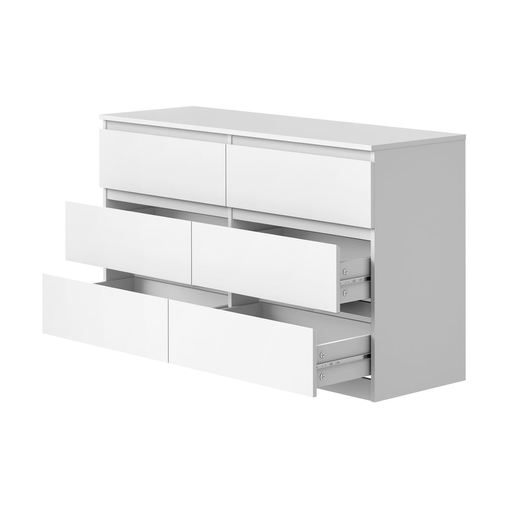 Oikiture 6 Chest of Drawers and 2 Bedside Tables Bedroom Set White