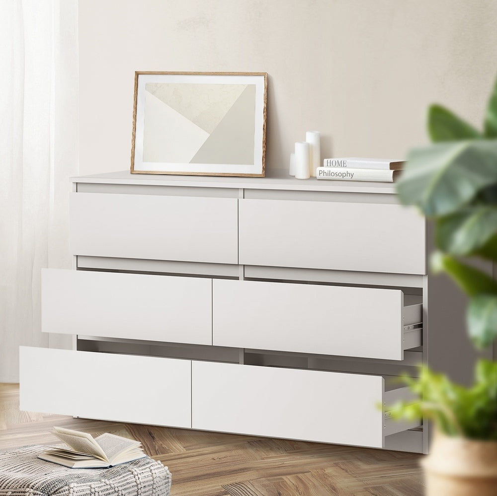 Oikiture 6 Chest of Drawers and 2 Bedside Tables Bedroom Set White
