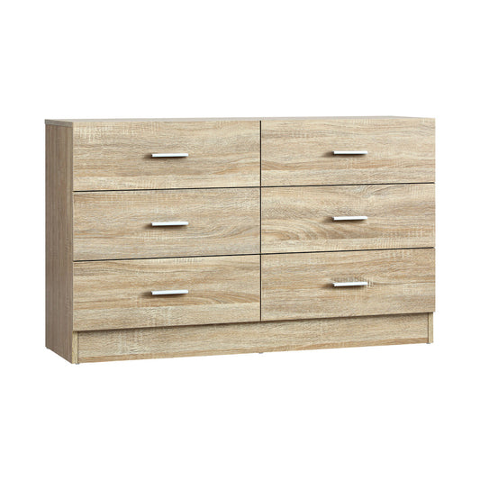 Oikiture 6 Chest of Drawers Aluminum Handles Wooden