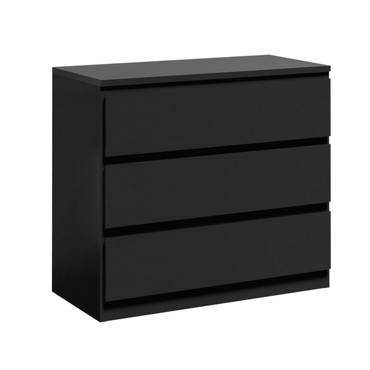 Oikiture 3 Chest of Drawers Lowboy Dresser Table Black