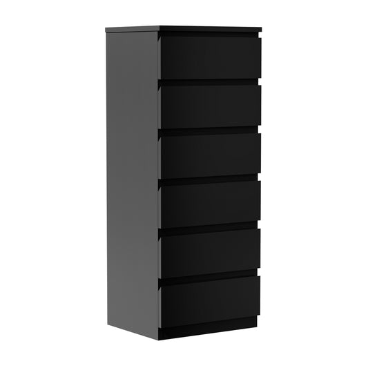 Oikiture 6 Chest of Drawers Tallboy Dresser Table Black