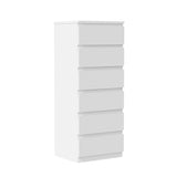 Oikiture 6 Chest of Drawers Lowboy Handle-Free White