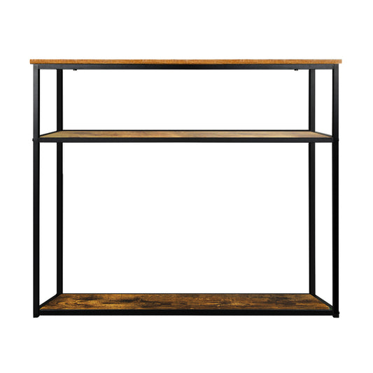 Oikiture Hall Console Table 3 Tiers Shelves Metal&Wooden