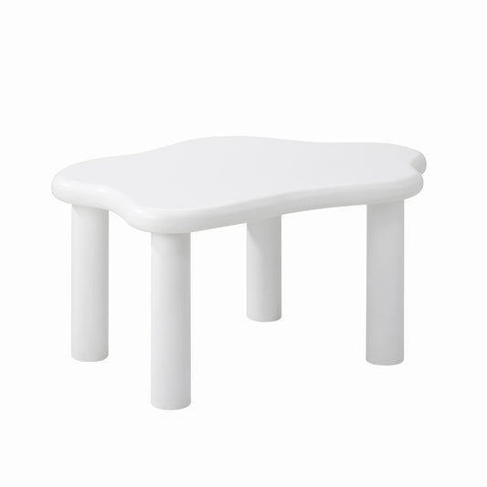 Oikiture Coffee Table Side Tables Living Room White Irregular