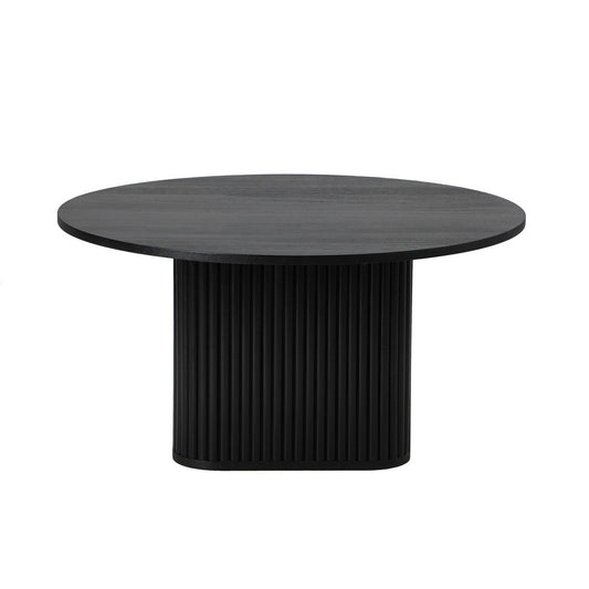 Oikiture Coffee Table Round Wooden Black