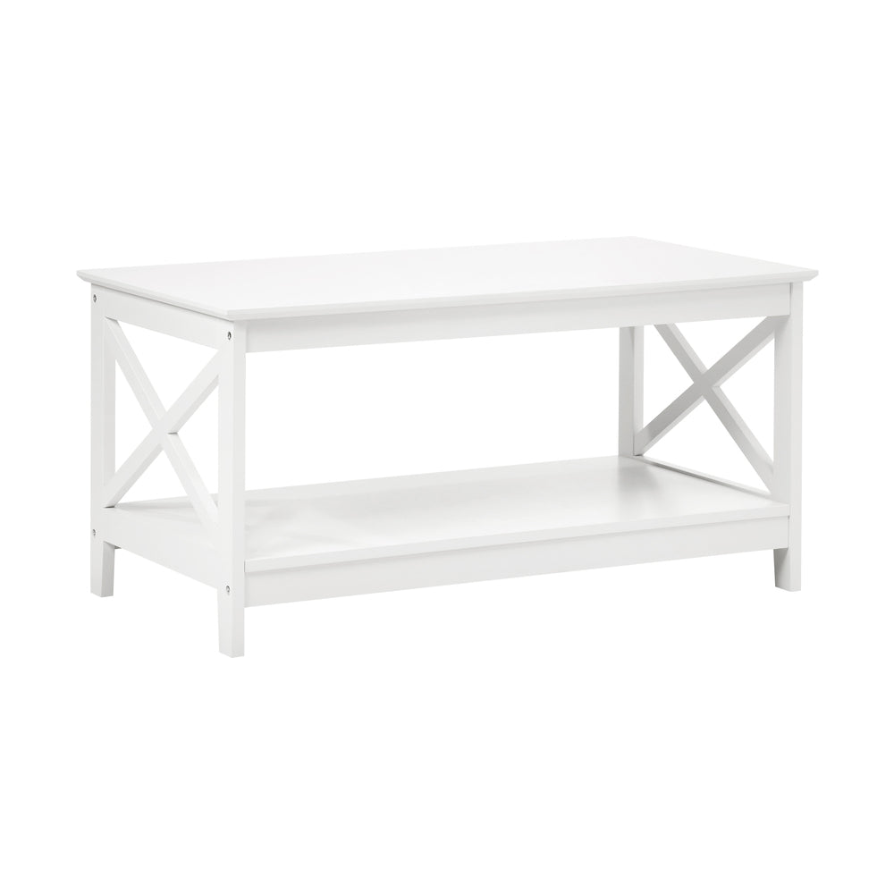 Oikiture Coffee Table Storage Rack 2-Tier White