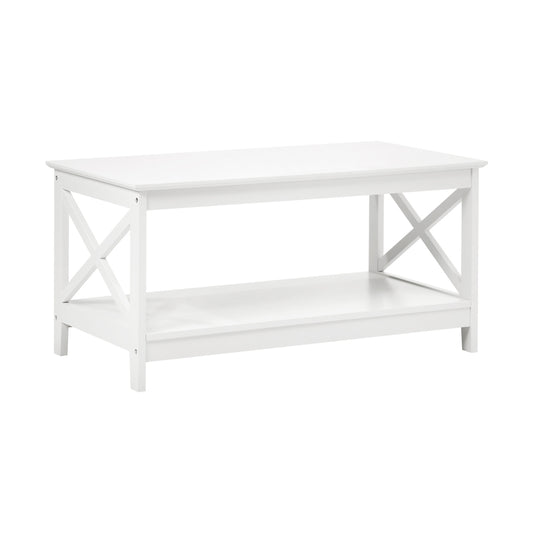 Oikiture Coffee Table Storage Rack 2-Tier White