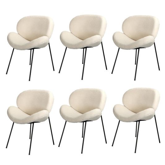 Oikiture 6PCS Armchair Dining Chair Sherpa White