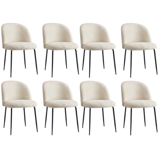 Oikiture 8x Dining Chairs Upholstered Sherpa White