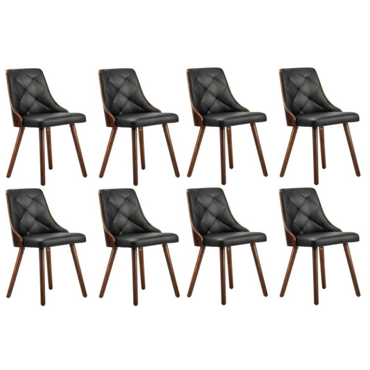 Oikiture 8x Wooden Dining Chairs Faux Leather Padded Black