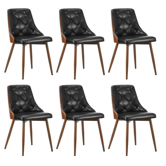 Oikiture Dining Chairs Cafe Seat Retro PU Leather x6 Black