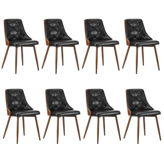 Oikiture Dining Chairs Cafe Seat Retro PU Leather x8 Black
