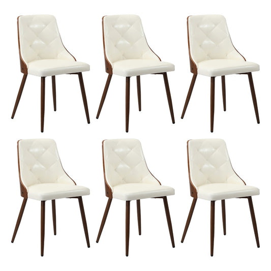 Oikiture Dining Chairs Kitchen Lounge PU Leather x6 White