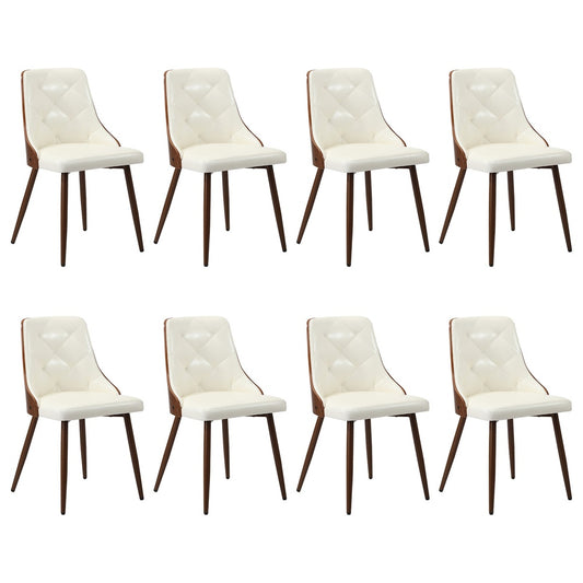 Oikiture Dining Chairs Kitchen Lounge PU Leather x8 White