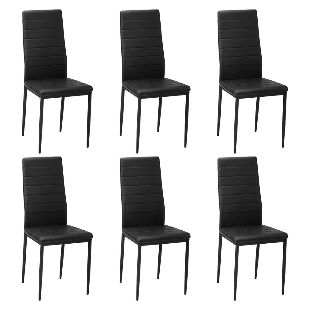 Oikiture 6PCS Dining Chairs High-Back Faux Leather Black