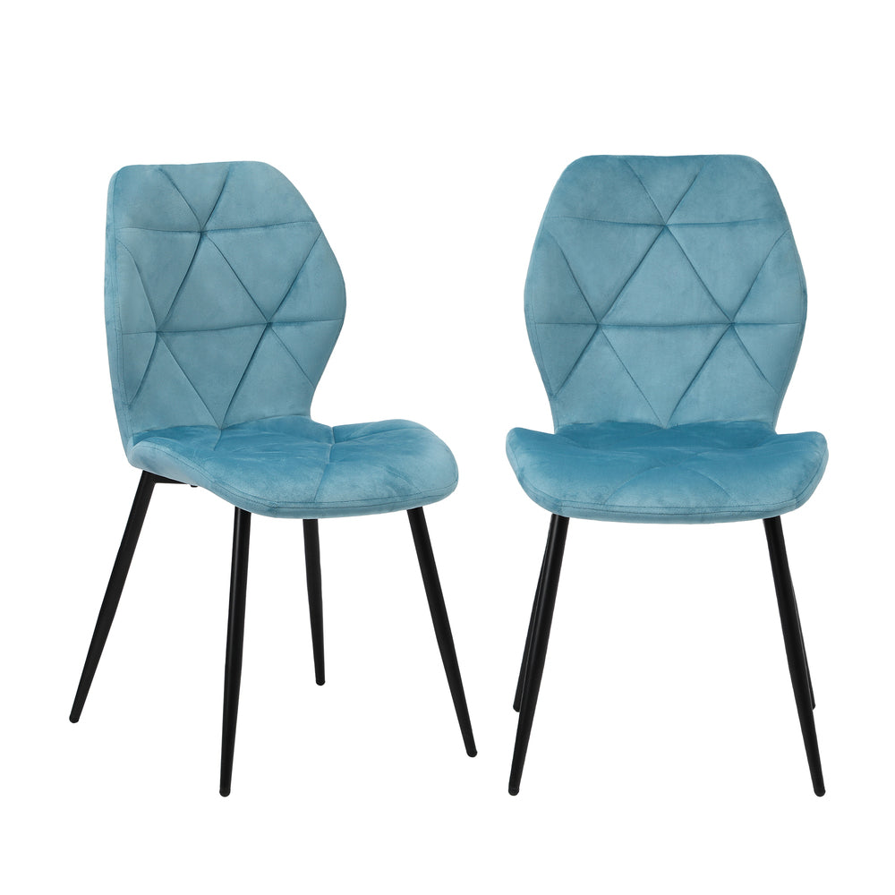 Oikiture Dining Chairs Set of 2 Velvet Blue