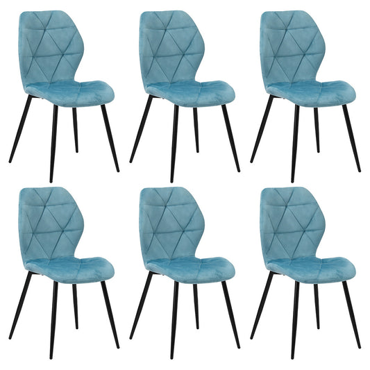 Oikiture Dining Chairs Set of 6 Velvet Blue