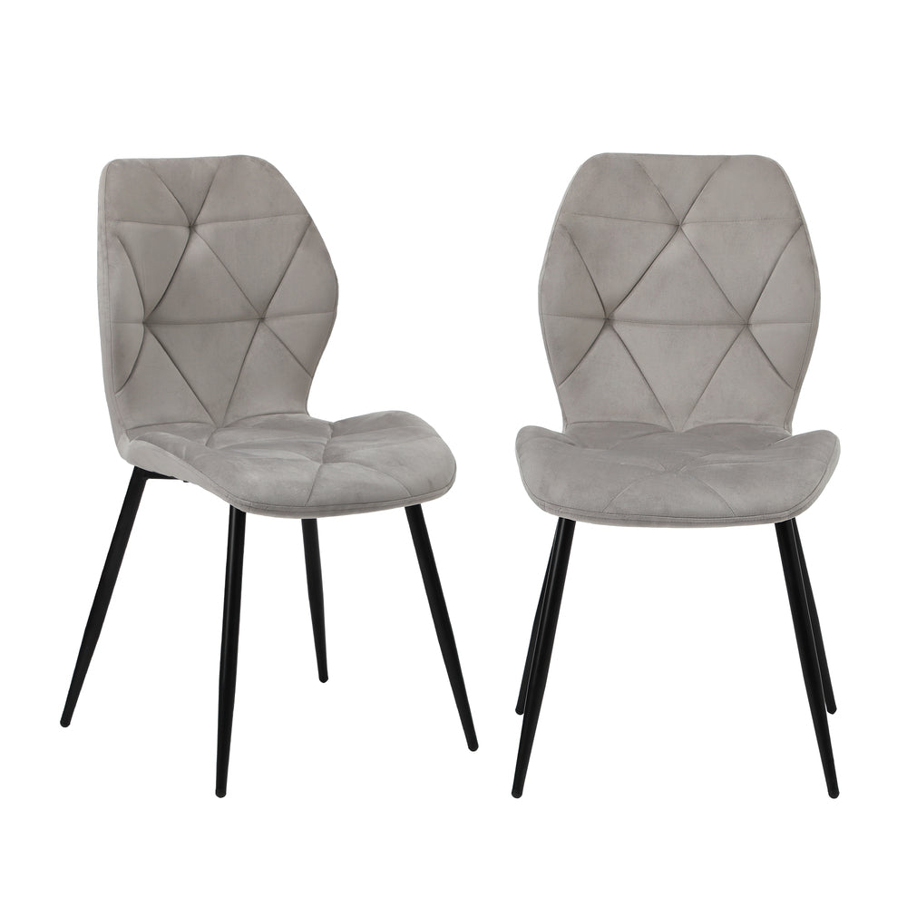 Oikiture Dining Chairs Set of 2 Velvet Grey
