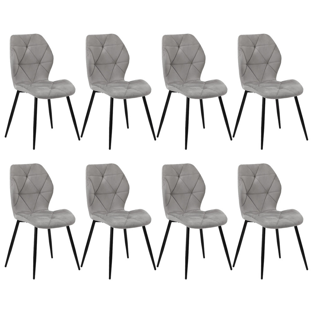 Oikiture Dining Chairs Set of 8 Velvet Grey