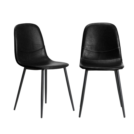 Oikiture 2x Dining Chairs PU Leather Black