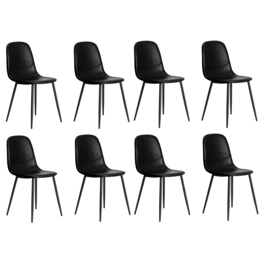 Oikiture 8x Dining Chairs Accent Chair PU Leather Black