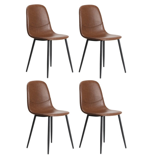 Oikiture 4x Dining Chairs PU Leather Brown