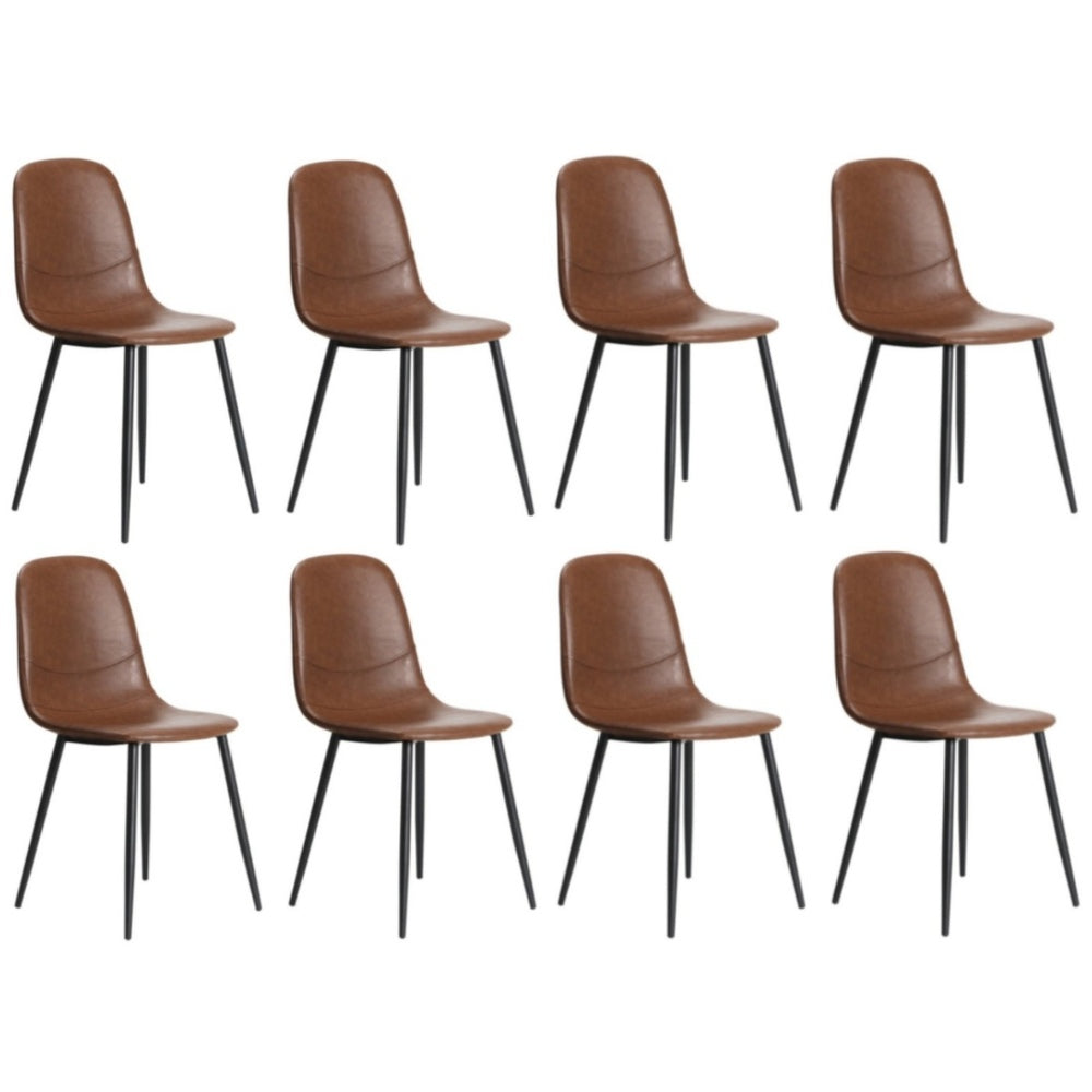 Oikiture 8x Dining Chairs Accent Chair PU Leather Brown