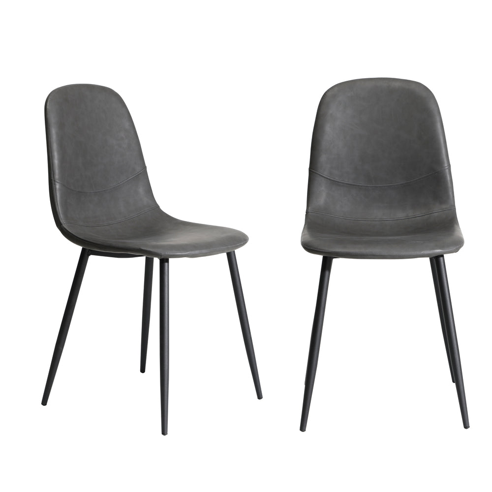 Oikiture 2x Dining Chairs Lounge Room PU Leather Grey