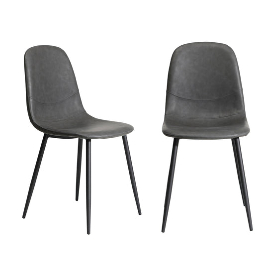 Oikiture 2x Dining Chairs Lounge Room PU Leather Grey