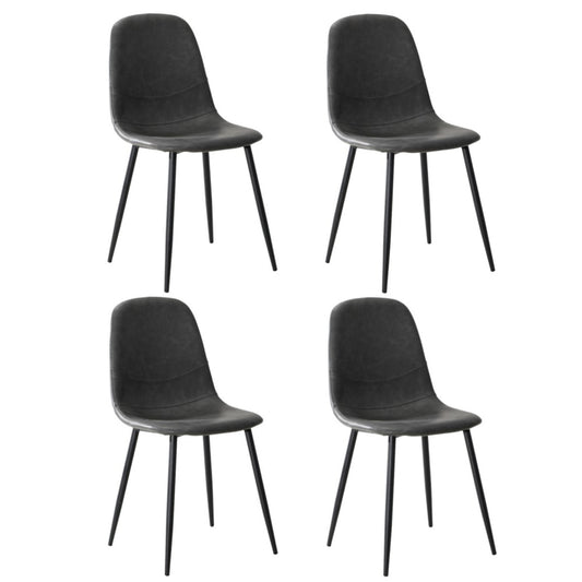 Oikiture 4x Dining Chairs PU Leather Grey