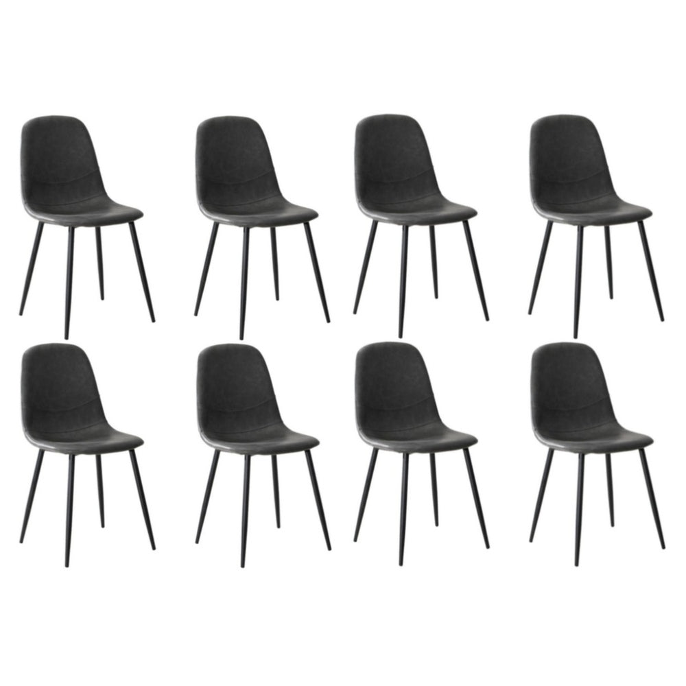 Oikiture 8x Dining Chairs Accent Chair PU Leather Grey