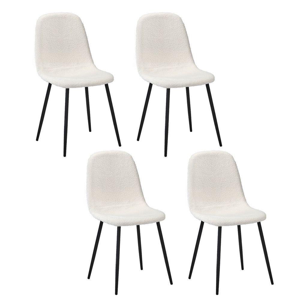 Oikiture 4x Dining Chairs Sherpa White and Black
