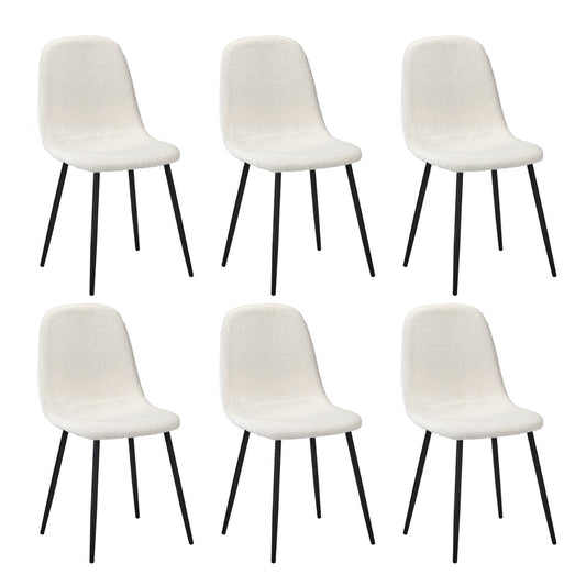 Oikiture 6x Dining Chairs Sherpa White and Black