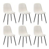 Oikiture 6x Dining Chairs Sherpa White and Black