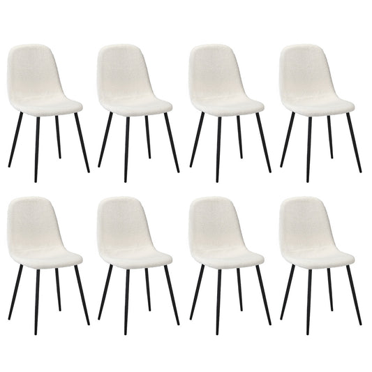 Oikiture 8x Dining Chairs Sherpa White and Black