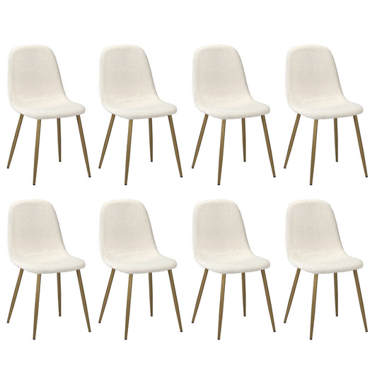 Oikiture 8x Dining Chairs Sherpa White and Golden
