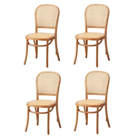 Oikiture 4PCS Dining Chairs Wooden Chairs Rattan Natural