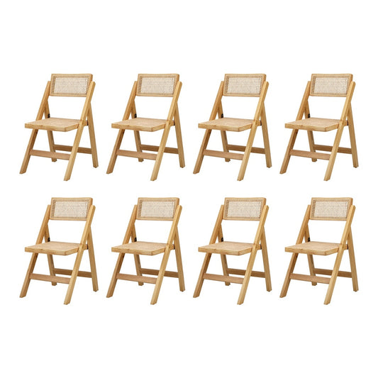 Oikiture 8x Dining Chairs Folding Rattan Chair Wooden
