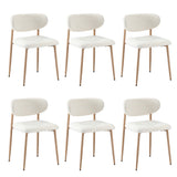 Oikiture 6x Dining Chairs Boucle Fabric Wood&White