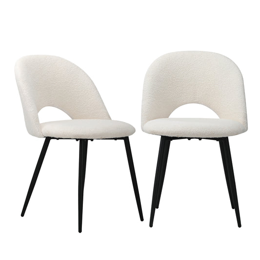 Oikiture 2PCS Dining Chairs Sherpa White