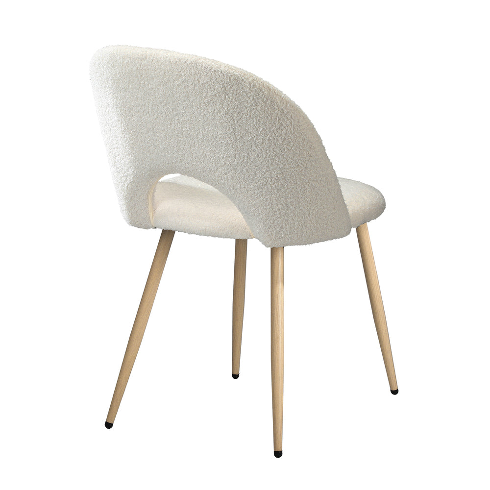 Oikiture 4PCS Dining Chairs Armchair Sherpa Wooden White