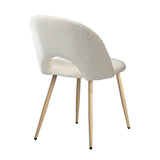 Oikiture 4PCS Dining Chairs Armchair Sherpa Wooden White