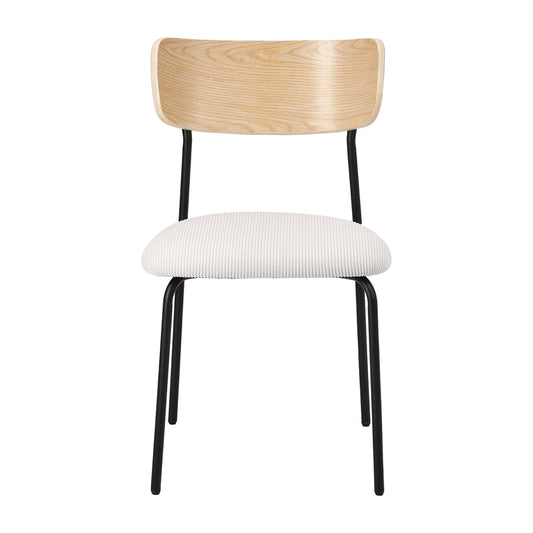 Oikiture 6PCS Dining Chairs Padded Kitchen Chair Corduroy Beige