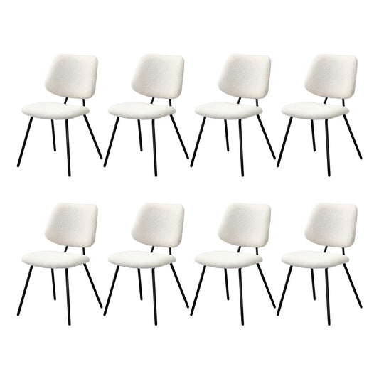 Oikiture 8x Dining Chair Vintage Retro Sherpa Padded White
