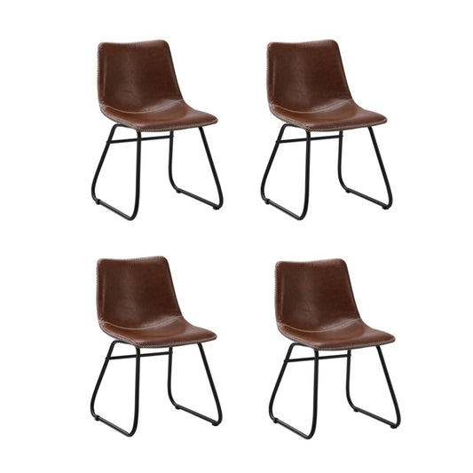 Oikiture 4x Dining Chairs Retro Padded Seat PU Brown