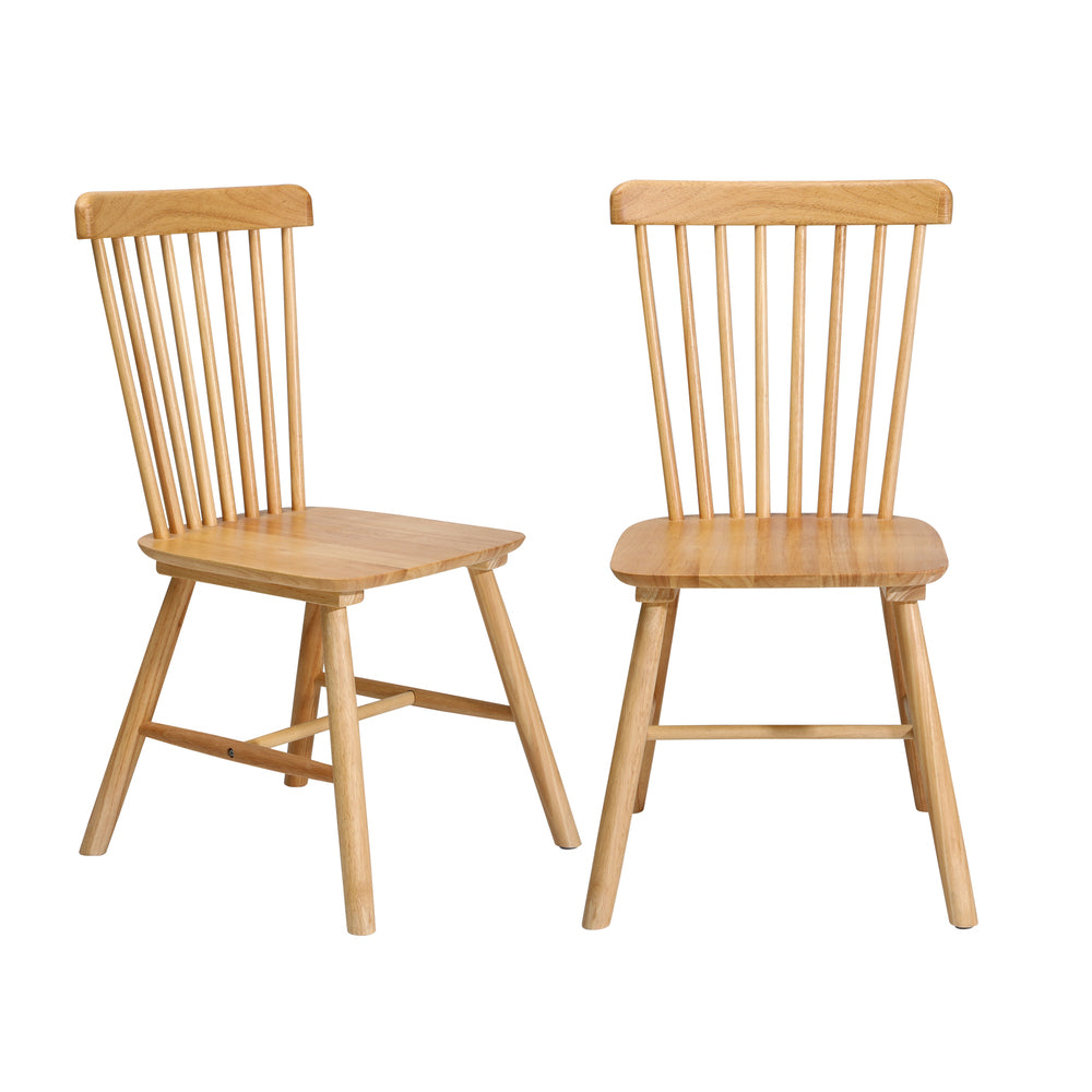 Oikiture 2x Dining Chairs Minimalist Vertical Back Wooden