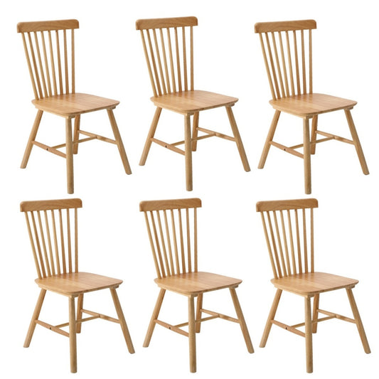 Oikiture 6x Dining Chairs Minimalist Vertical Back Wooden