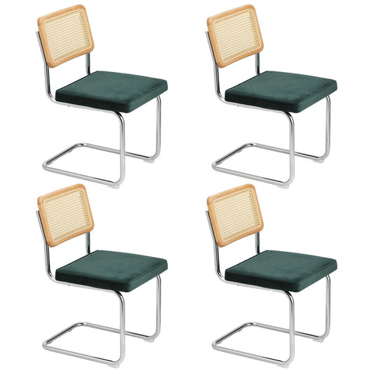Oikiture 4x Rattan Dining Chair Cesca Replica Cantilever Velvet