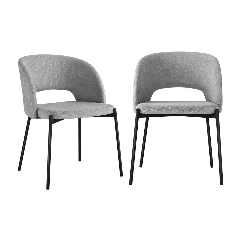 Oikiture Dining Chair Set of 2 Linen Grey and Black