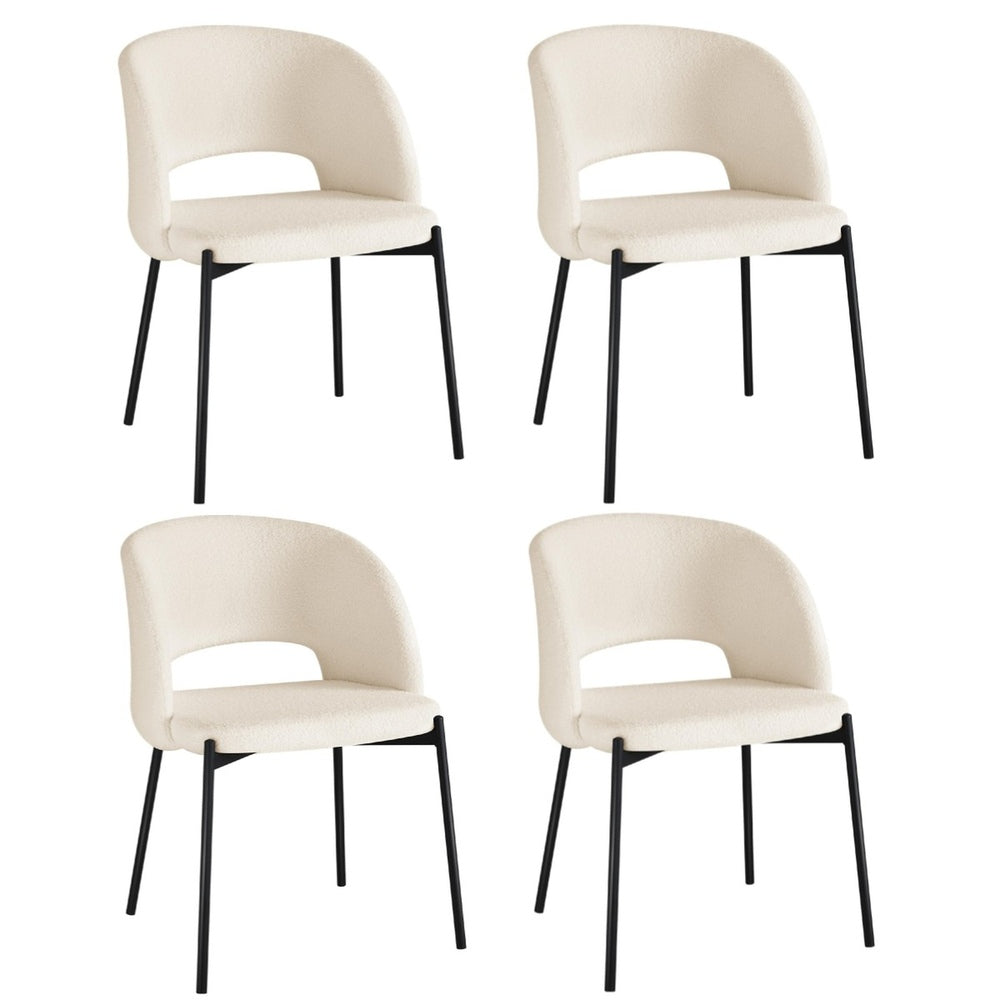 Oikiture 4x Armchair Dining Chair Sherpa White&Black